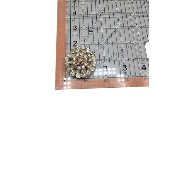 Sparkling Unsigned Rhinestone Brooch Brown Clear Green Stones - Picture 13 of 13